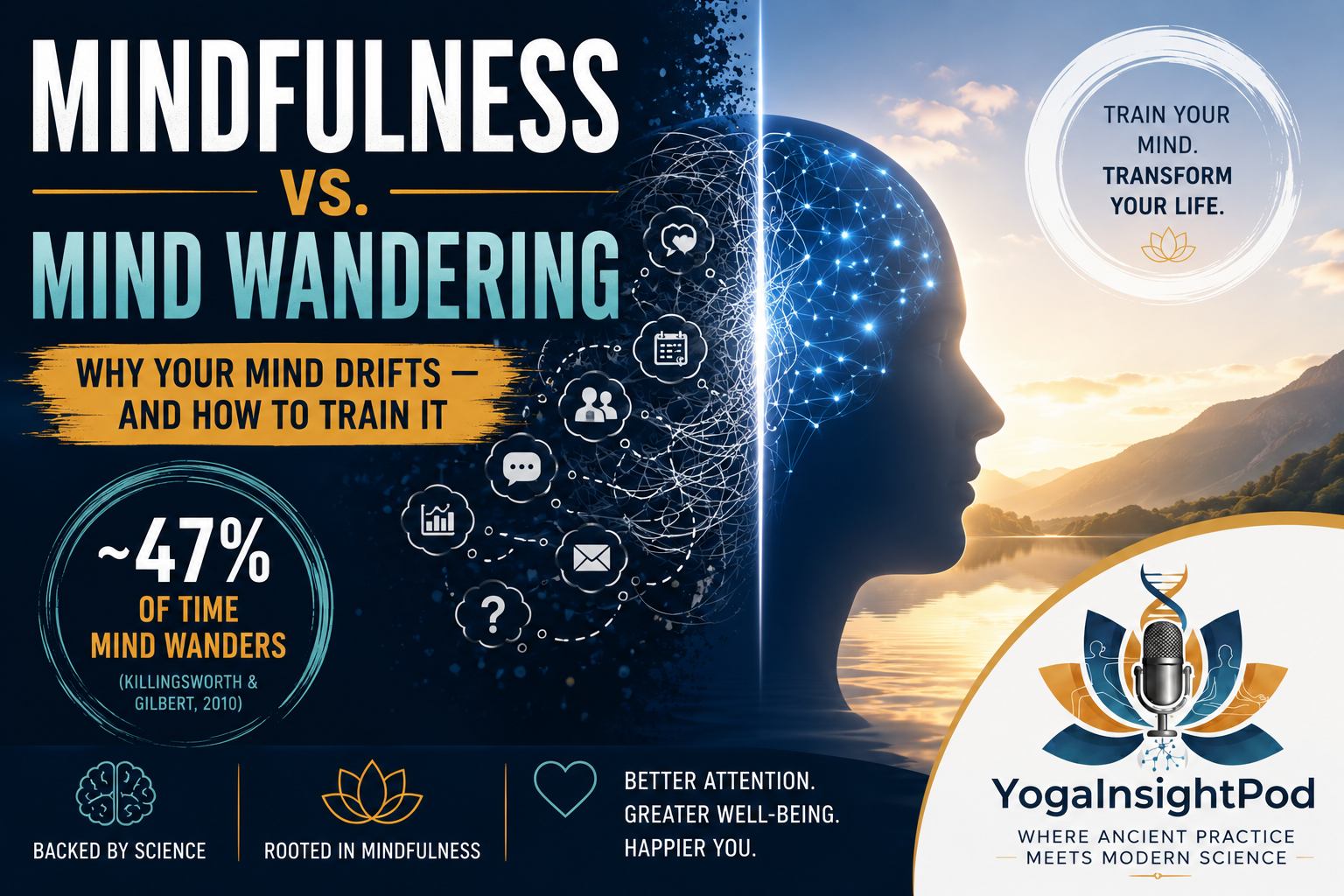Mindfulness vs Mind Wandering: The Science of Focus, Happiness, and Attention Control